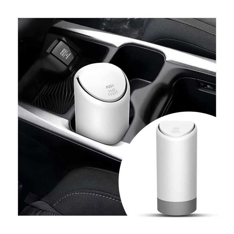 JNNJ Mini Silicone Car Trash Can with Lid - Waterproof and Leakproof Portable Dustbin (White) - Image 1