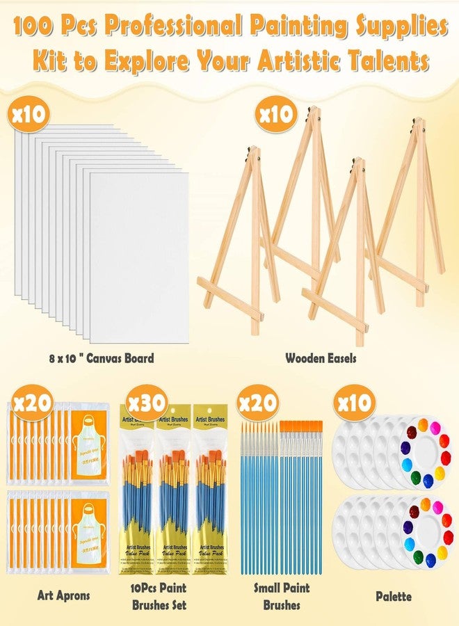 cridoz 10-Pack 8x10 Inch Canvas Boards for Painting - Complete Art Kit with 50 Brushes, 20 Art Aprons & Paint Trays - Includes Mini Easel, Perfect for Adults & Kids, Beginners & Party Art Projects Home Deco - Image 3