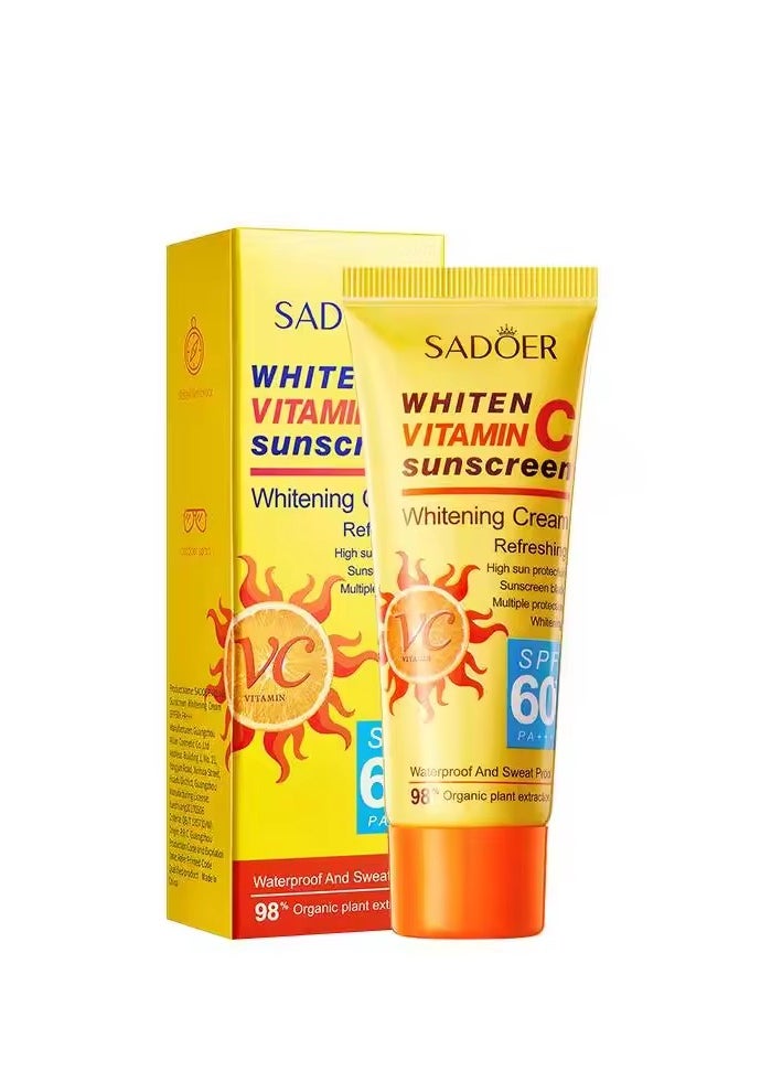 SADOER ROREC SADOER SPF60+ PA+++ Vitamin c Sunscreen Whitening Cream Anti-sweat Refreshing Waterproof sunblock 40g  - Image 1