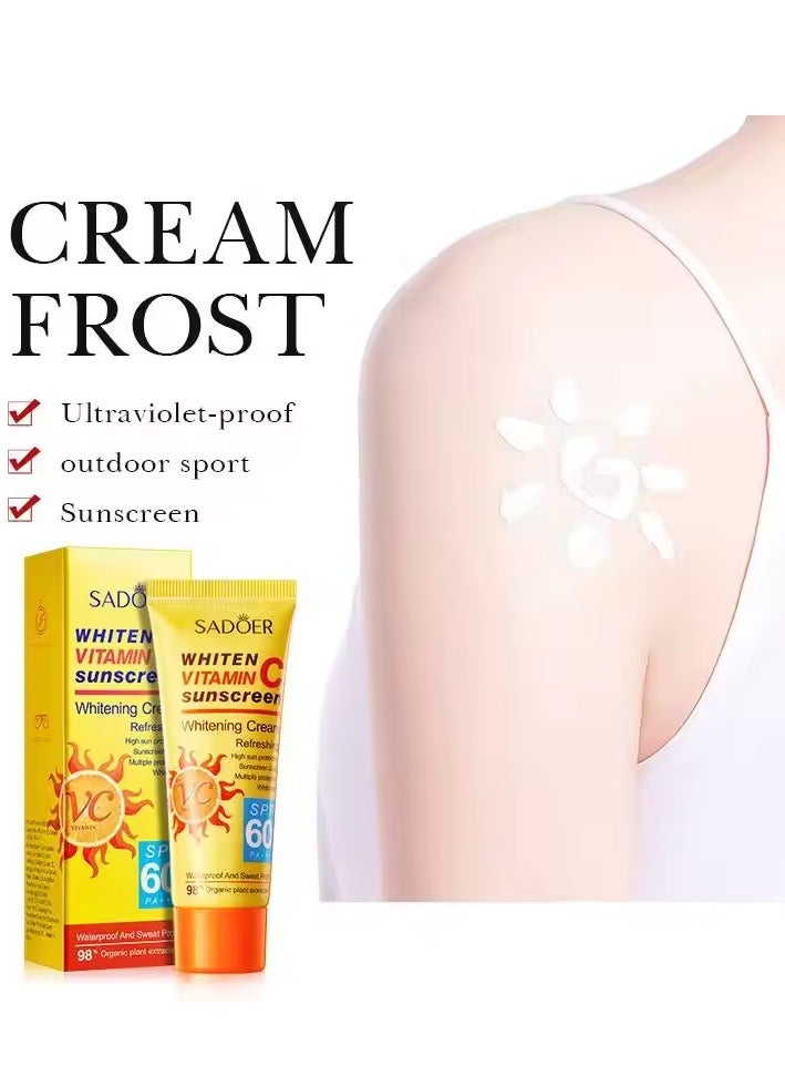 SADOER ROREC SADOER SPF60+ PA+++ Vitamin c Sunscreen Whitening Cream Anti-sweat Refreshing Waterproof sunblock 40g  - Image 2