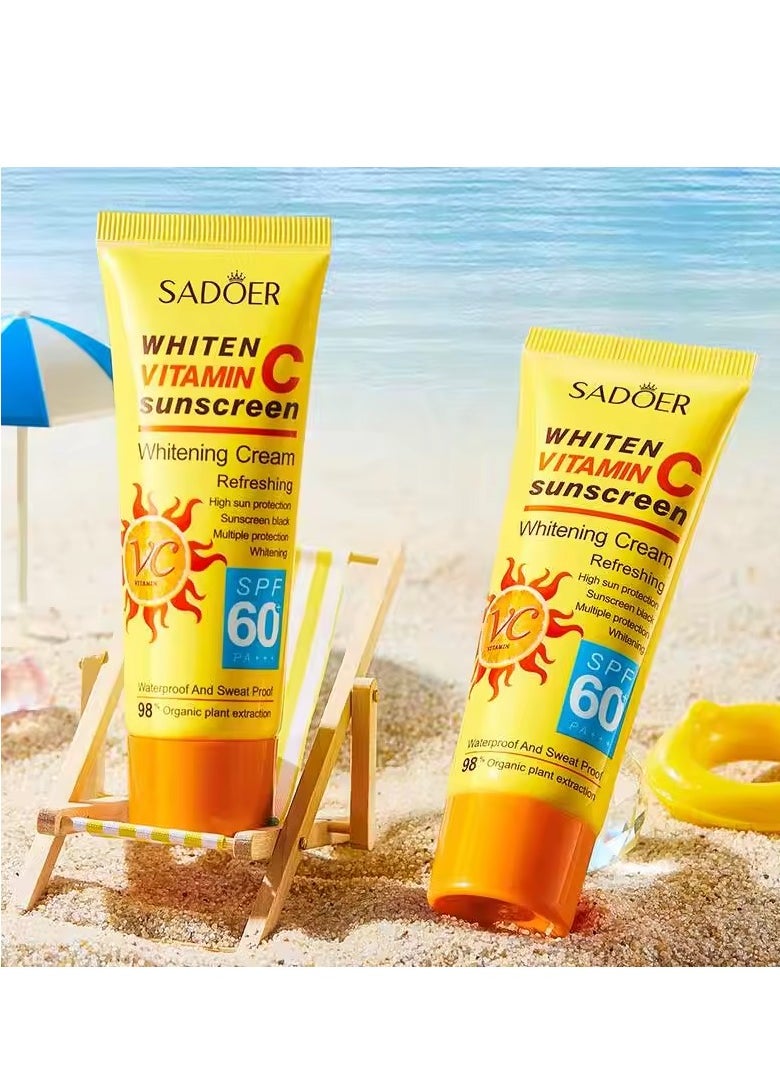 SADOER ROREC SADOER SPF60+ PA+++ Vitamin c Sunscreen Whitening Cream Anti-sweat Refreshing Waterproof sunblock 40g  - Image 3
