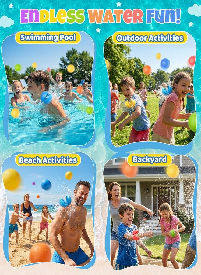 Cozycharm Reusable Water Balloons 6 Pcs, Quick-Fill Summer Water Toys for Pool Parties & Outdoor Beach Backyard Games, Durable Splash Balls for Kids - Image 3