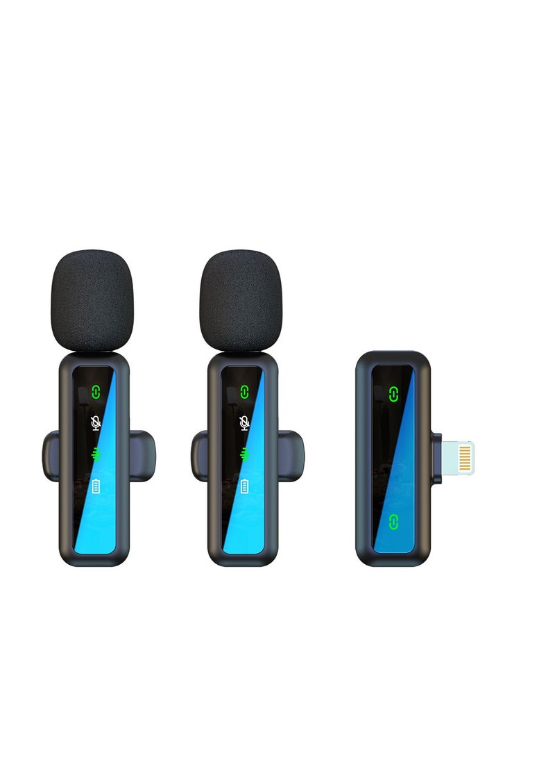Portable wireless microphone, plug-and-play, with two mini microphones, operating at 2.4GHZ, featuring automatic synchronization and noise reduction, suitable for USB-C devices and iPhones, as well as Android  - Image 2