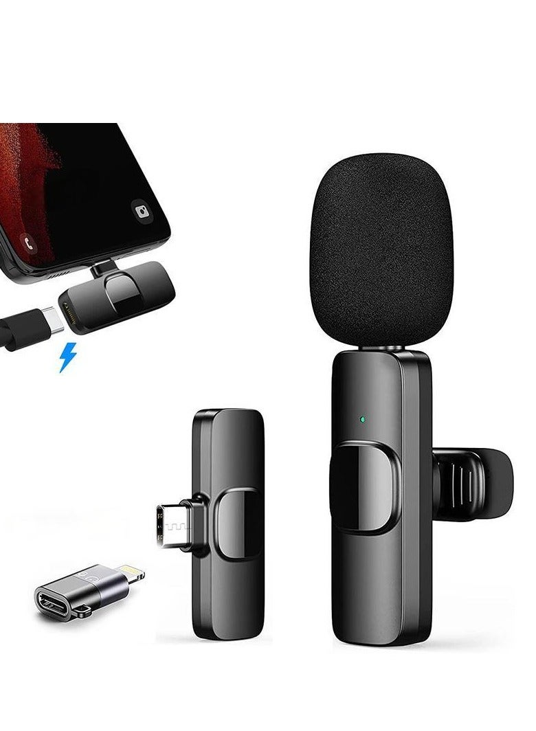 Portable wireless microphone, plug-and-play, with two mini microphones, operating at 2.4GHZ, featuring automatic synchronization and noise reduction, suitable for USB-C devices and iPhones, as well as Android  - Image 5