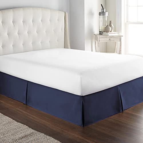 HC Collection Bed Skirt Soft Microfiber Box Spring Cover Bed Skirting King Size 14 Inch Drop Wrinkle  Fade Resistant  Navy