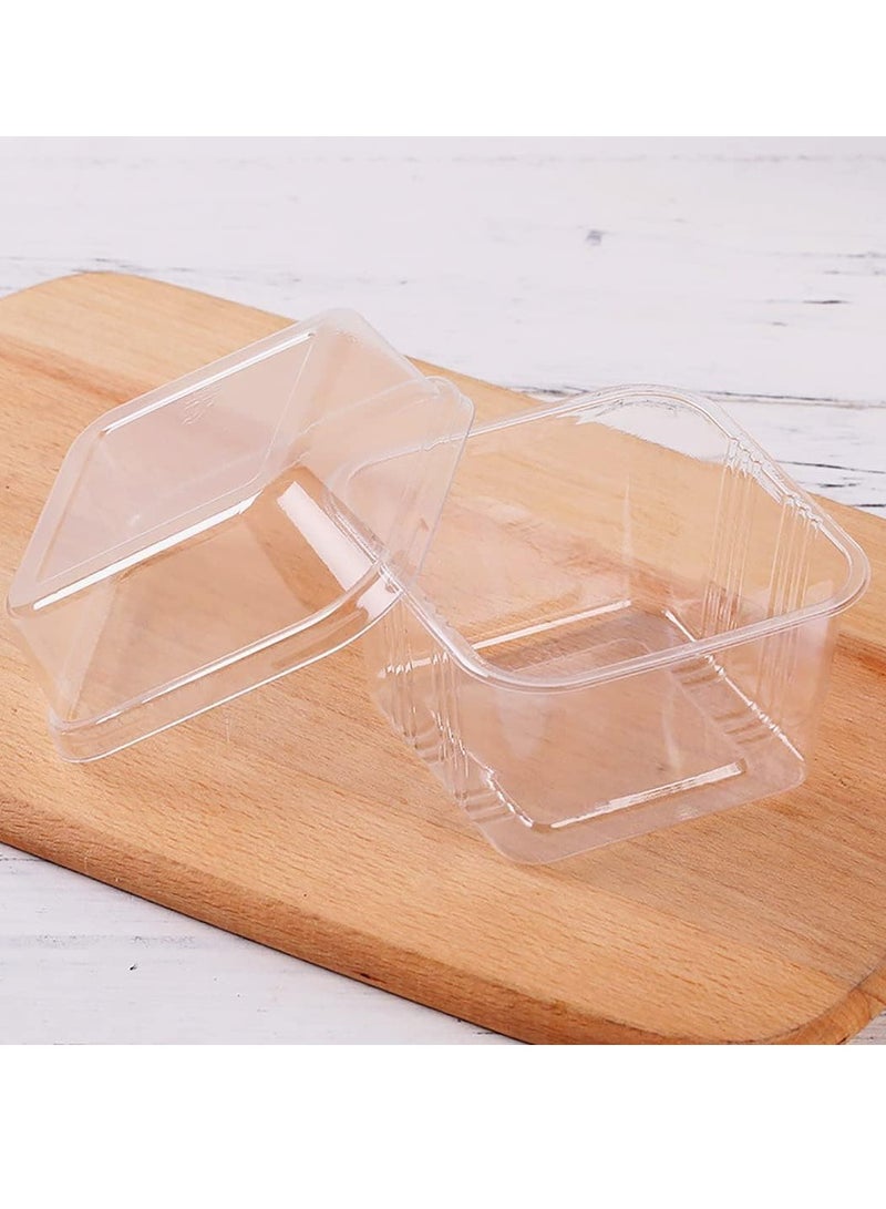 SYOSI Dessert Cups with Lids and Sporks, Disposable Plastic Cake Cups 8 oz Square Yogurt Parfait Containers for Fruit, Pudding, Mousse, Ice Cream and Strawberry Shortcake 50 Pack - Image 3
