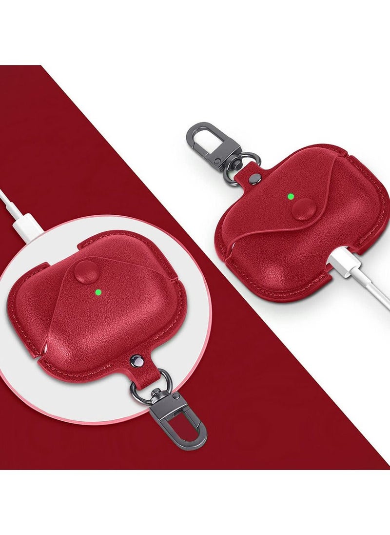 CATANES - Airpods 3 Leather Case Shockproof Cover with Keychain Compatible with Apple Airpods 3rd Generation Red - Image 1