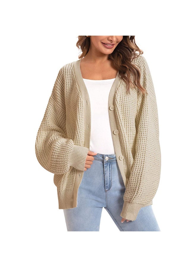 NIBEMINENT Autumn Winter Women Fashion Solid Color Loose Casual Wind Female Cardigan Shawl Lantern Sleeve Top - Image 1