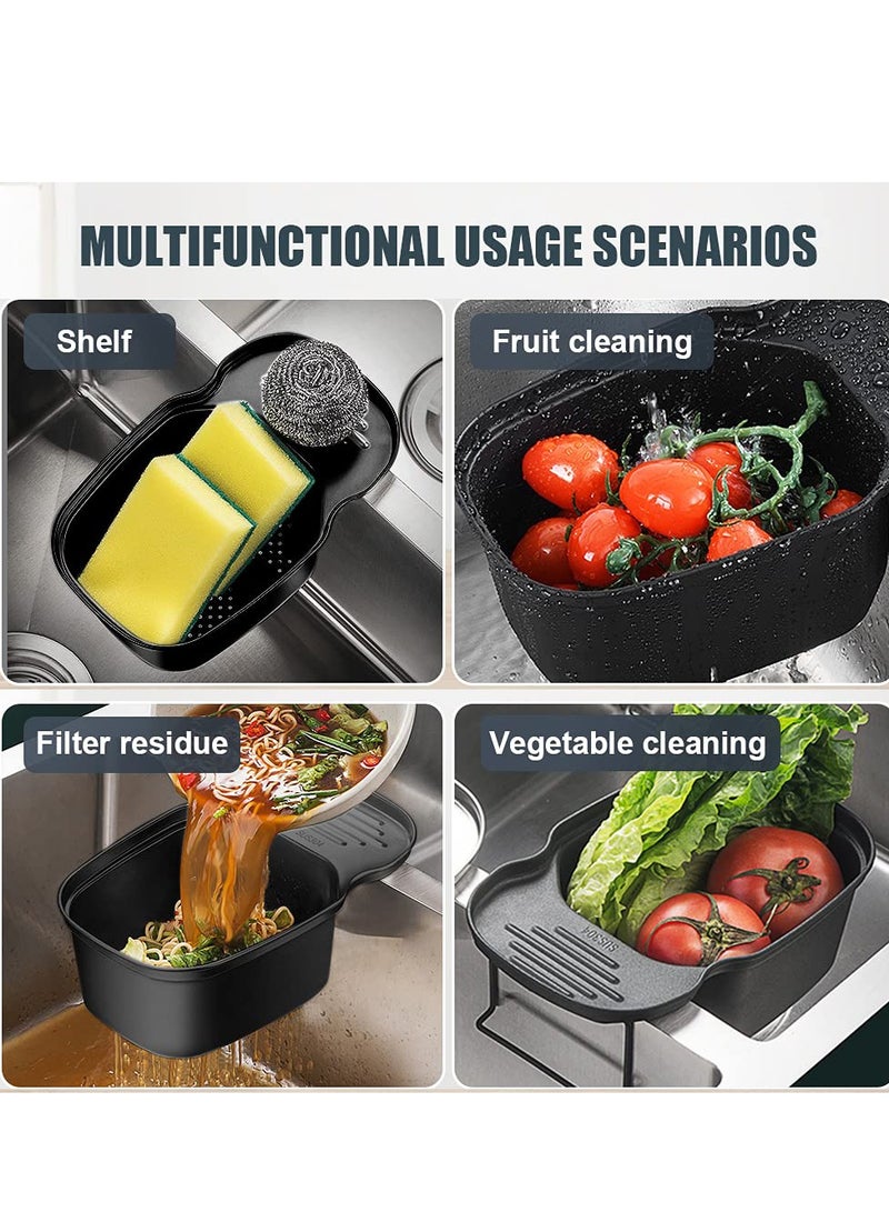 Excefore Sink Strainer Colander Drain Basket, Multifunction Saddle Leftover, Basket Space, for Kitchen Waste, Vegetable, Fruits, Black - Image 4