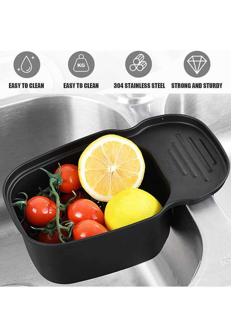 Excefore Sink Strainer Colander Drain Basket, Multifunction Saddle Leftover, Basket Space, for Kitchen Waste, Vegetable, Fruits, Black - Image 3