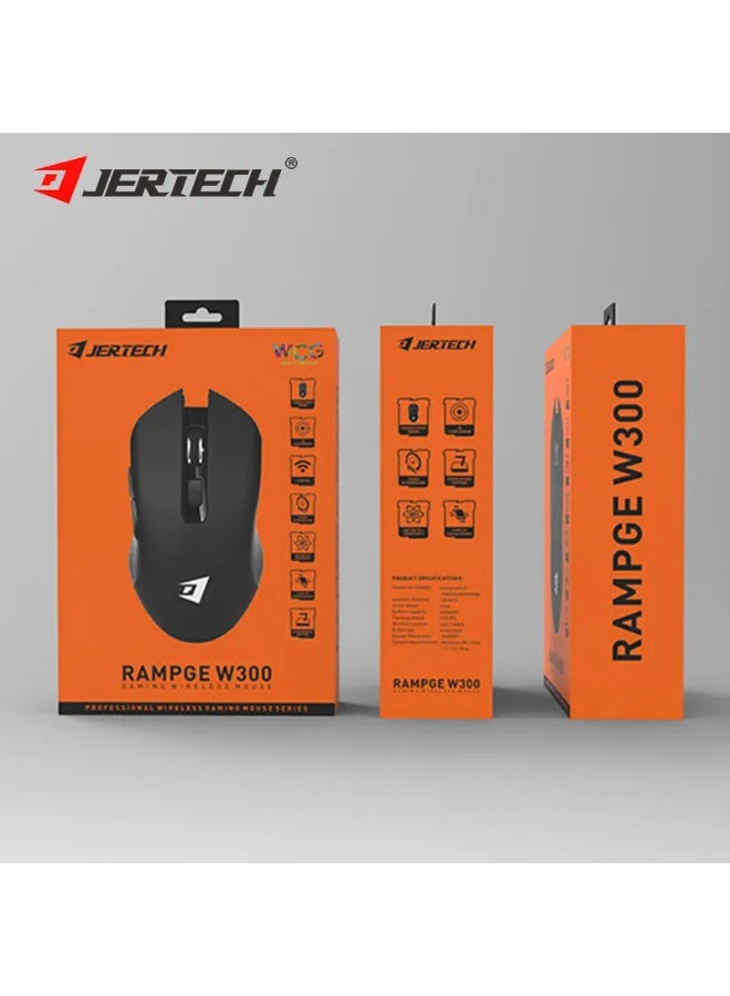 جيرتك ماوس ألعاب لاسلكي Jertech Rampage W300 – تصميم مريح، مستشعر بصري عالي الدقة، 6 أزرار تحكم، حساسية DPI قابلة للتعديل، اتصال 2.4GHz مستقر، بطارية مدمجة قابلة لإعادة الشحن - Image 2