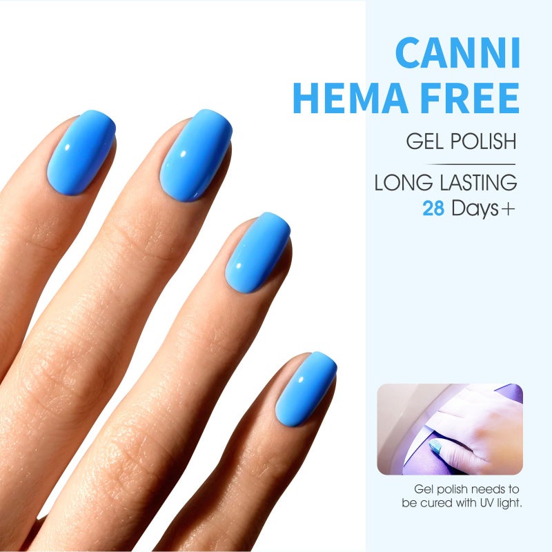 CANNI Blue Gel Nail Polish, 1Pcs Bright Blue Gel Polish Color High Gloss Soak Off U V Nail Manicure Salon DIY - Image 3