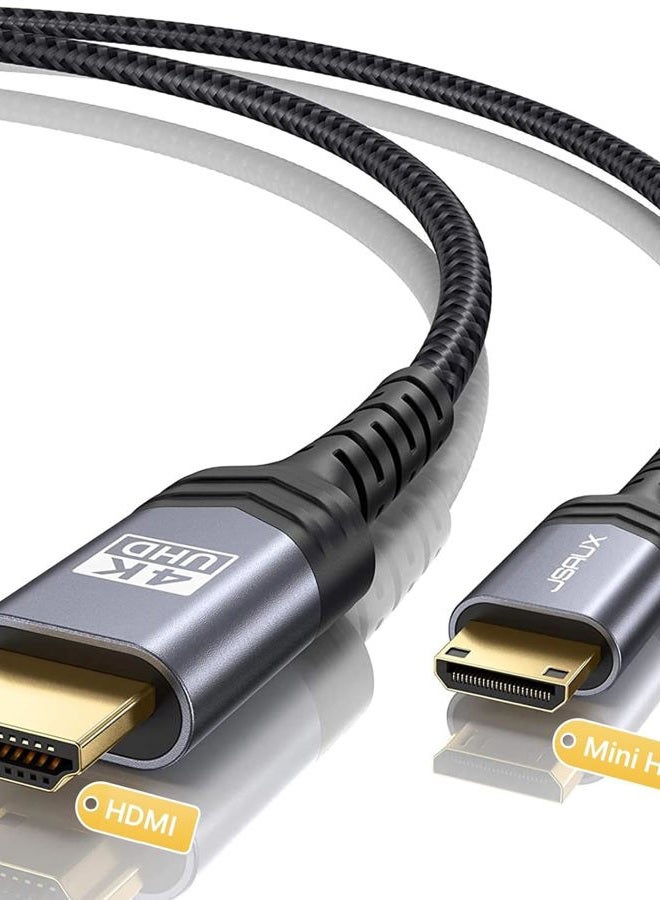 jsaux Mini HDMI to HDMI Cable 1.8M, [Aluminum Shell, Braided] High Speed 4K 60Hz HDMI 2.0 Cord, Compatible with Camera, Camcorder, Tablet and Graphics/Video Card, Laptop, Raspberry Pi Zero W -Grey - Image 1
