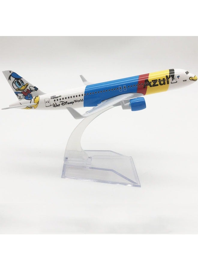 عام 16cm سبيكة طائرة منضدية عرض نموذج 1: 400 مقياس دونالد بطة A320 طائرة نموذج الديكور اللعب الأثاث زينة مجموعة الهدايا - Image 1