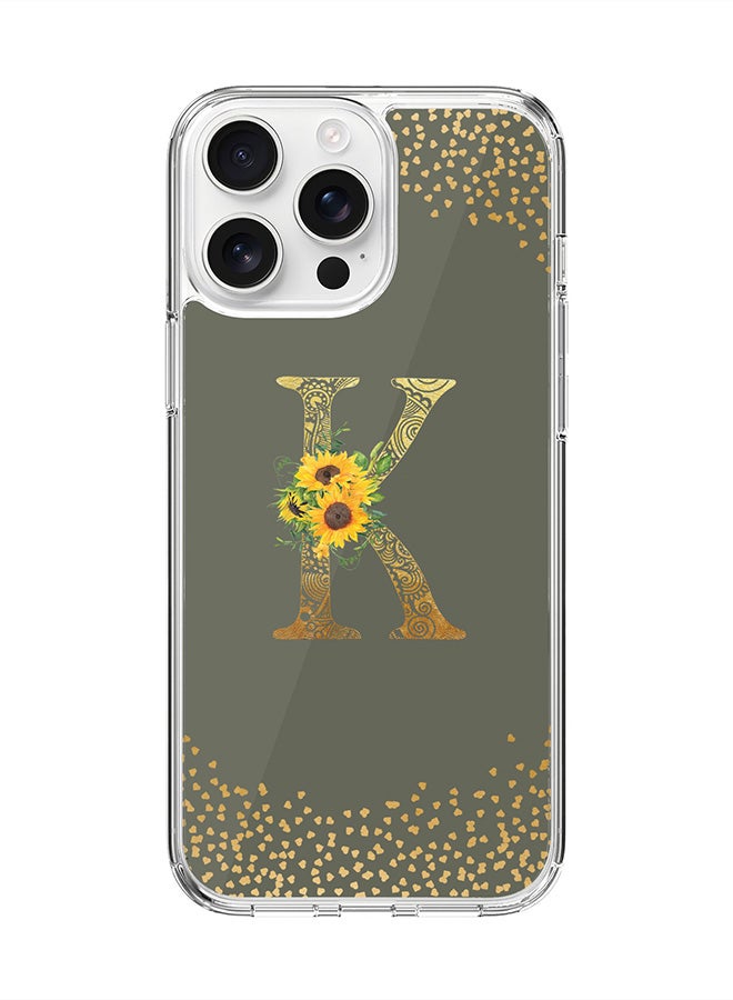 Stylizedd For iPhone 16 Pro Max Case [Compatible with MagSafe] Slim Magnetic cover Clear Phone Case - Custom Monogram Mandala Floral- K (Olive Green ) - Image 1