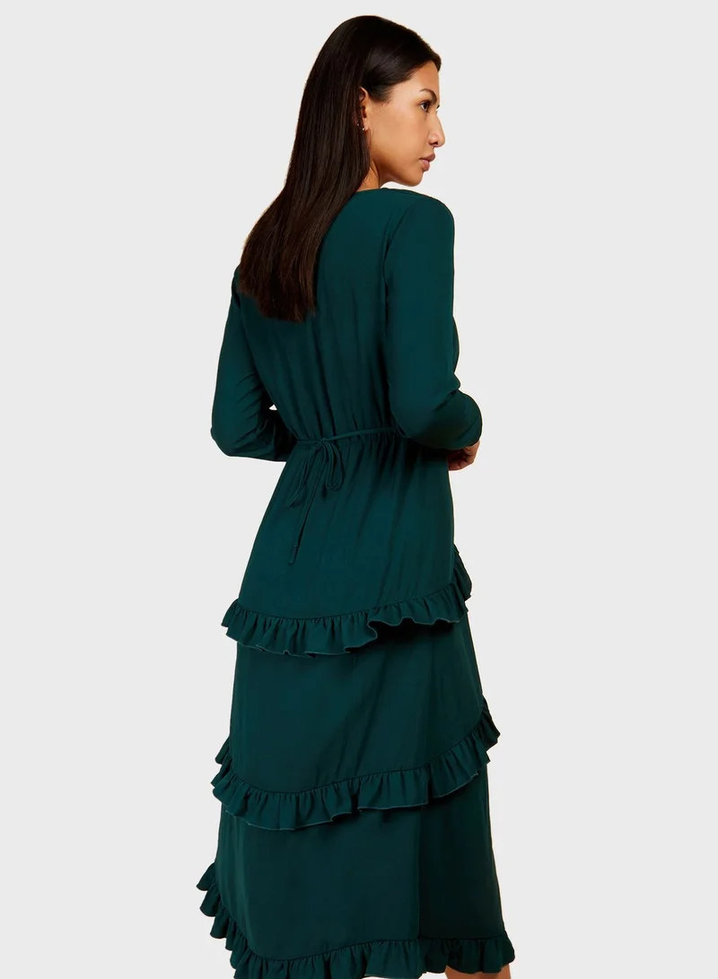 Little Mistress Ruffled Long Sleeve Dress