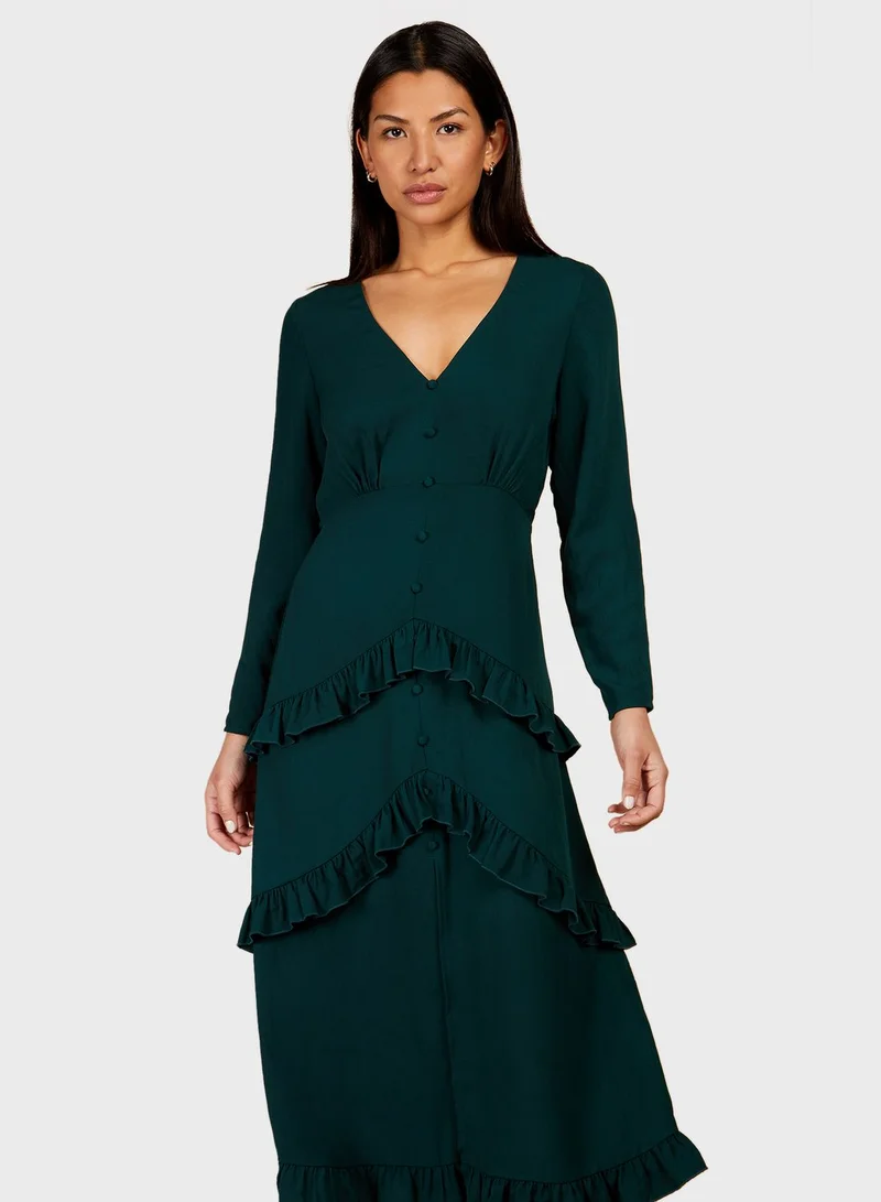 Little Mistress Ruffled Long Sleeve Dress