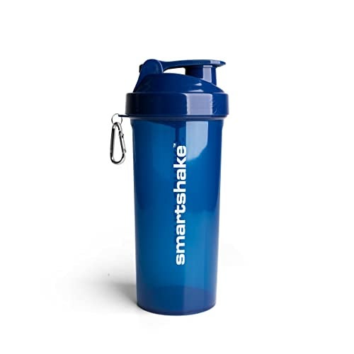 Smartshake Lite Protein Shaker Bottle 1000ml | Leakproof Gym Shaker Drink Bottle for Protein Shakes | Clear Polypropylene Water Bottle, BPA Free Protein Powder Shaker Cup for Men & Women, Navy Blue - Image 1