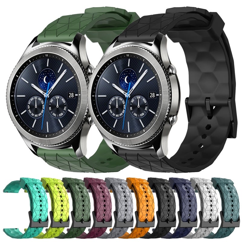 erorex For Samsung Gear S3 Classic 22Mm Football Pattern Solid Color Silicone Watch Band(Black) - Image 3