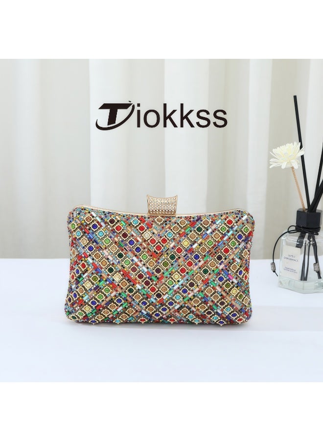 Tiokkss Diamond-Quilted Colorful Evening Clutch - Luxury Fashion Handbag for Women​  - Image 1