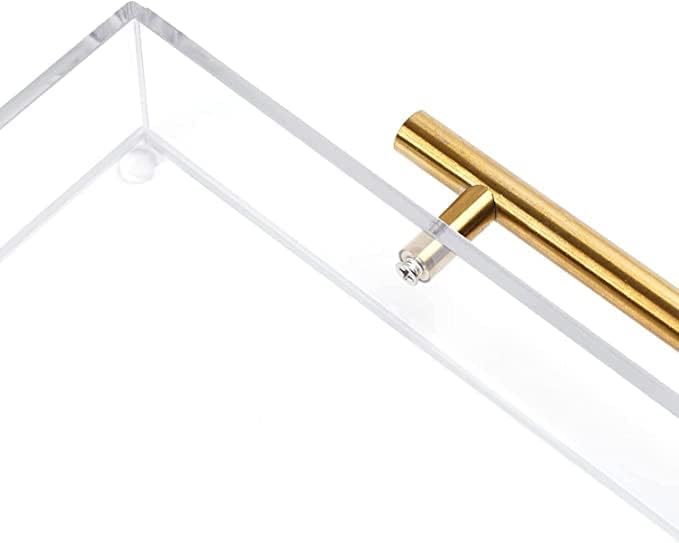 Moonlit Pond 11x14 Clear Acrylic Serving Tray with Golden Handles Sturdy Huge Capacity Acrylic Tray for Coffee Juice Kitchen and Desk Organizer 11x14 - Image 4