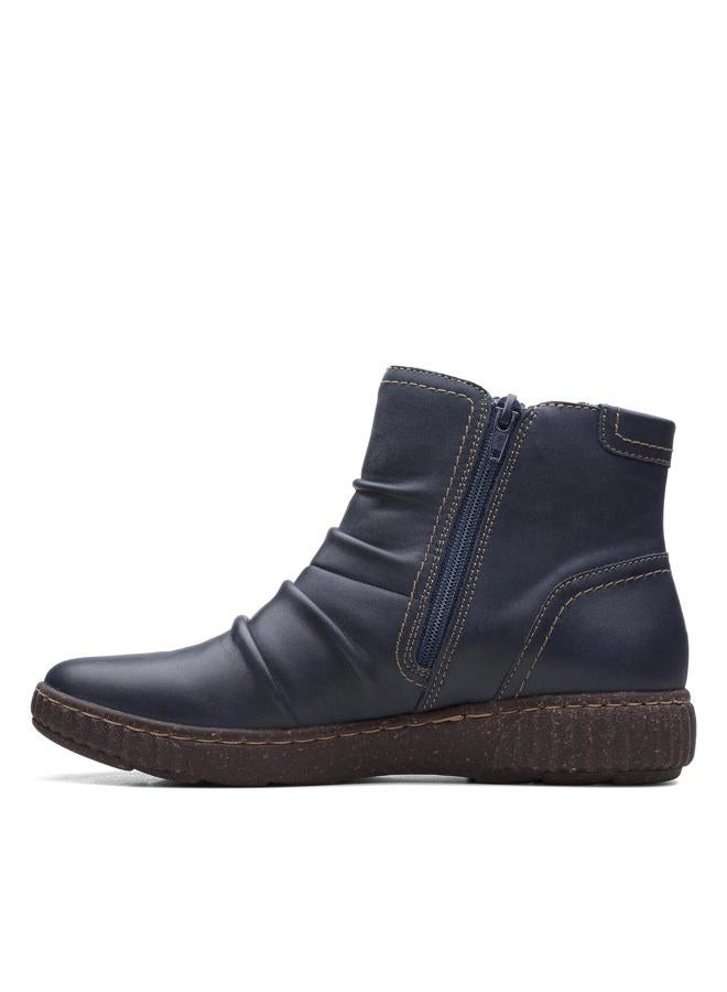 clarks Women's Caroline Orchid Ankle Boot, Navy Leather, 5 - Image 2
