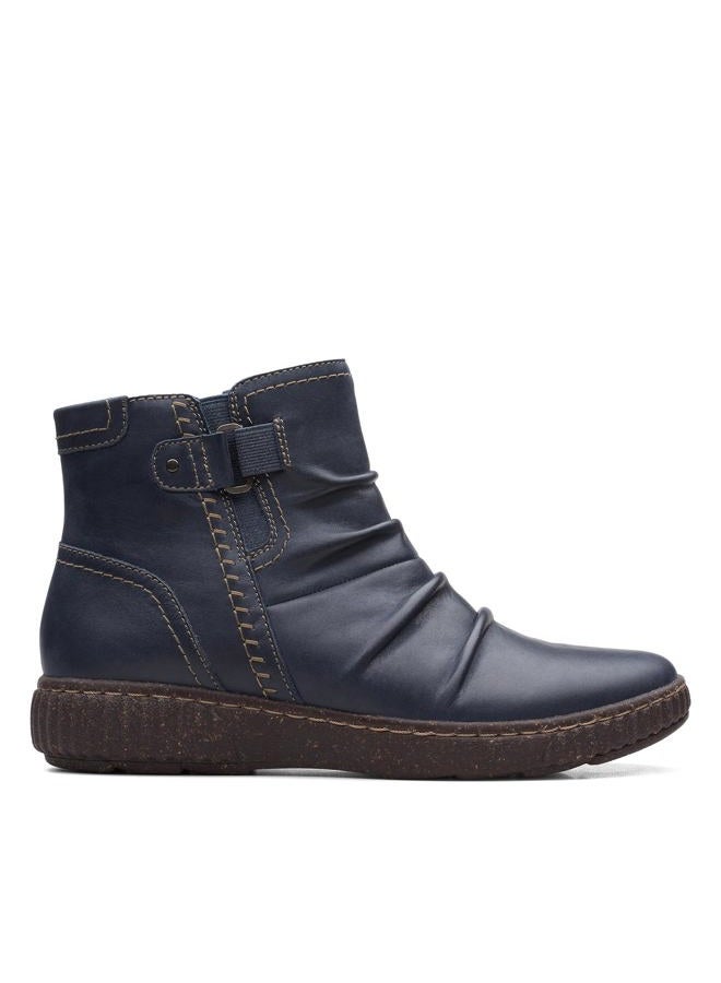 clarks Women's Caroline Orchid Ankle Boot, Navy Leather, 5 - Image 4
