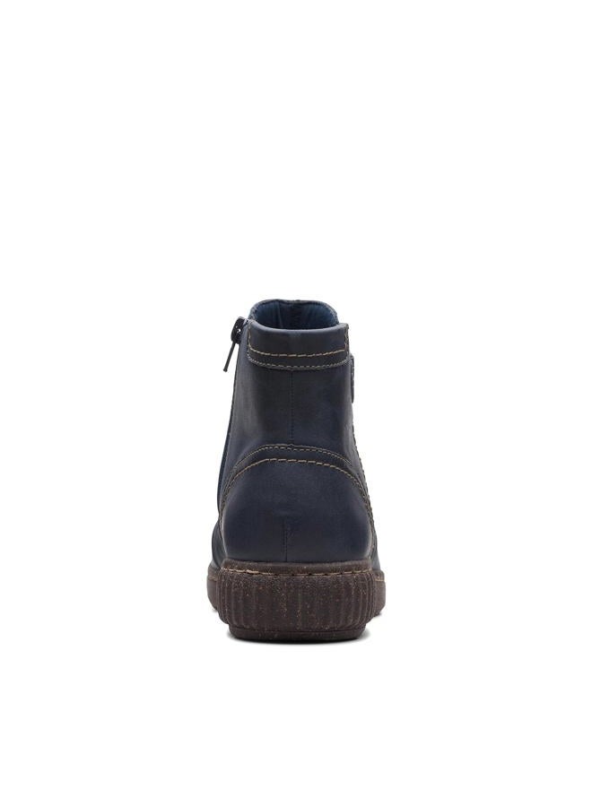 clarks Women's Caroline Orchid Ankle Boot, Navy Leather, 5 - Image 3