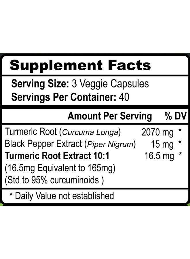 Viva Doria فيفا دوريا كركم كركمين مع مستخلص الفلفل الأسود 2250 ملغ، 95% كركمين موحد - فلفل أسود لأقصى امتصاص، 120 كبسولة نباتية - Image 4