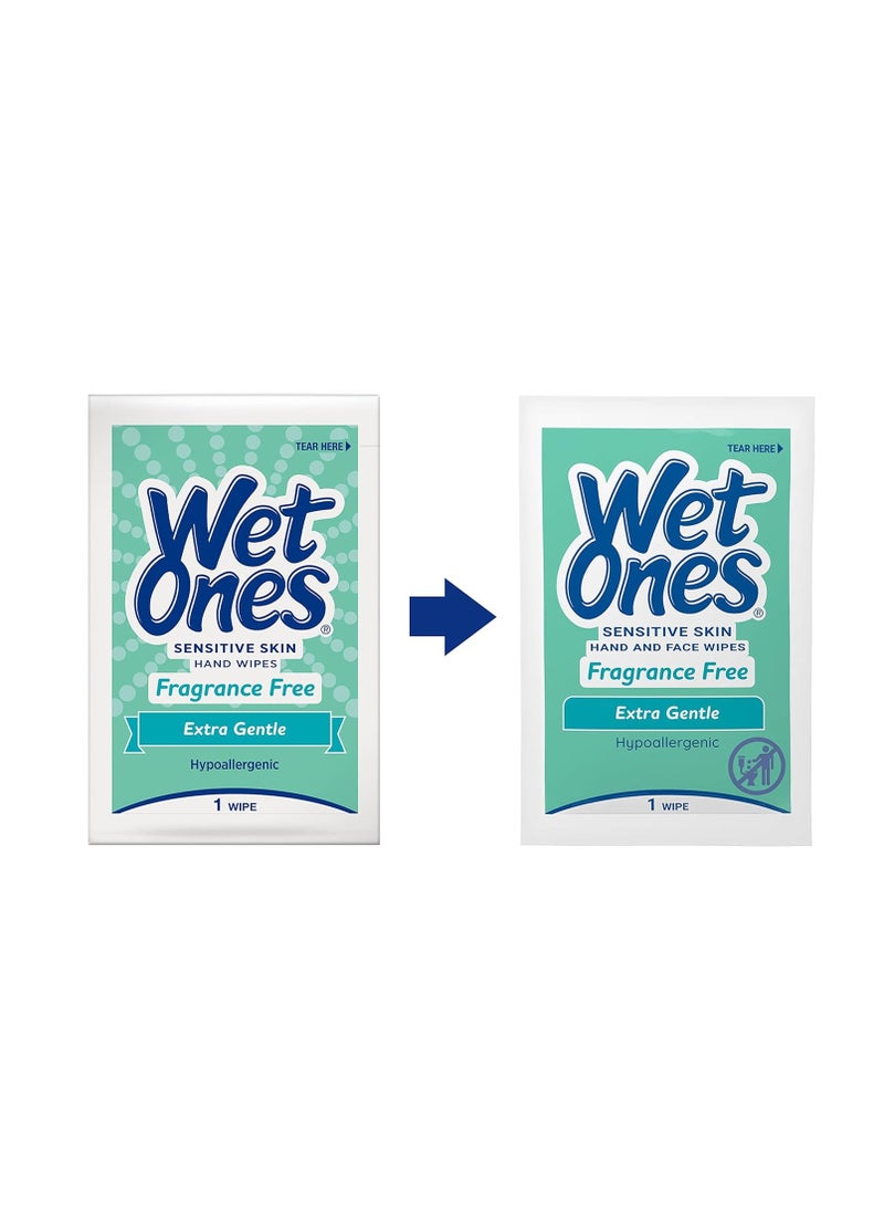 Wet Ones - Wet Ones Hand and Face Wipes Singles, Unscented Wipes for Sensitive Skin | Individual Wipes, Hand Wipes Individually Wrapped | 24 ct. (6 pack) - Image 1