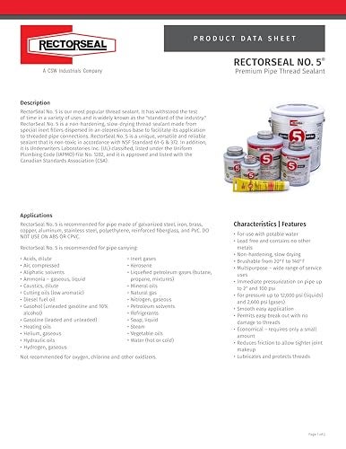 Rectorseal ركتورسيال 25790 أنبوب 1-3/4 أونصة رقم 5 مانع تسرب خيوط الأنابيب - Image 5