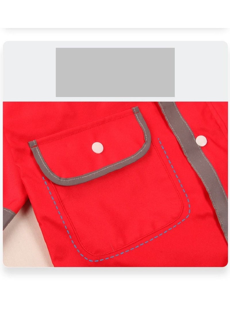 Loquat Children's One-Piece Three-Dimensional Thickened Hooded Raincoat Red  - Image 3