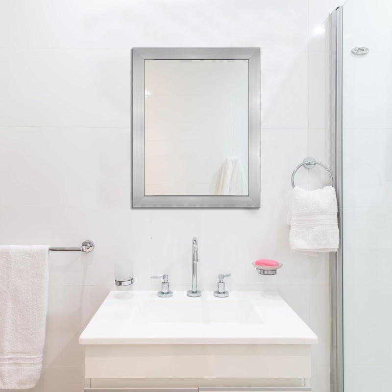 Ruomeng Rectangular Wall Mirror 16" x 20" for Bathroom, Bedroom, Entryway, Living Room, Nickel - Image 3