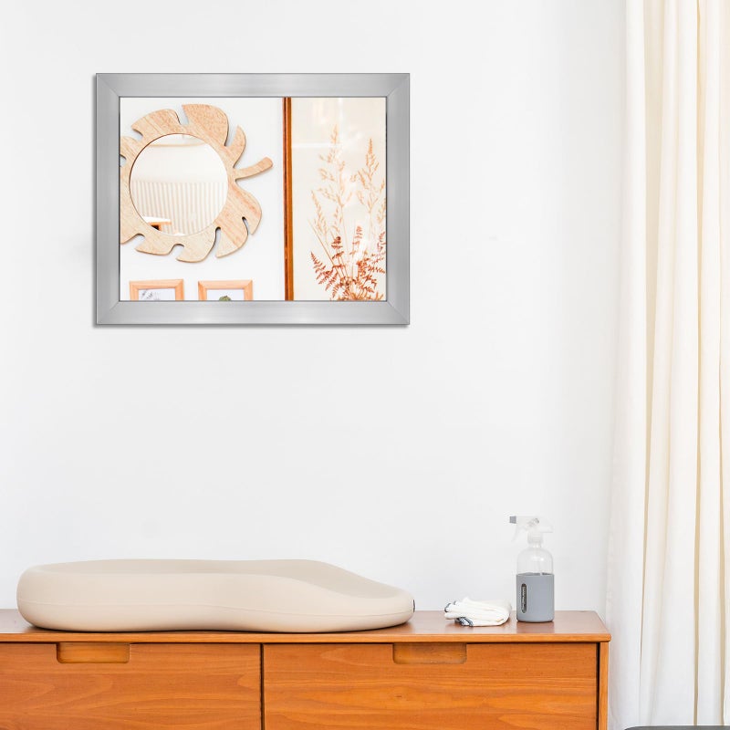 Ruomeng Rectangular Wall Mirror 16" x 20" for Bathroom, Bedroom, Entryway, Living Room, Nickel - Image 4