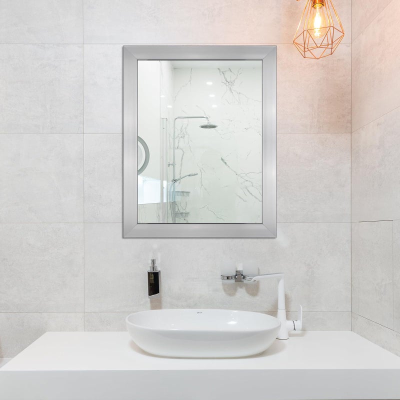 Ruomeng Rectangular Wall Mirror 16" x 20" for Bathroom, Bedroom, Entryway, Living Room, Nickel - Image 5