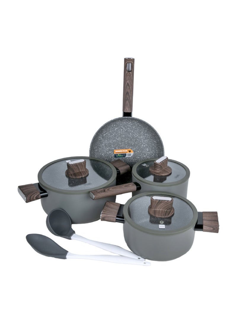 GIGILLI Aluminum Cookware Set, 9 pcs, Green, P215