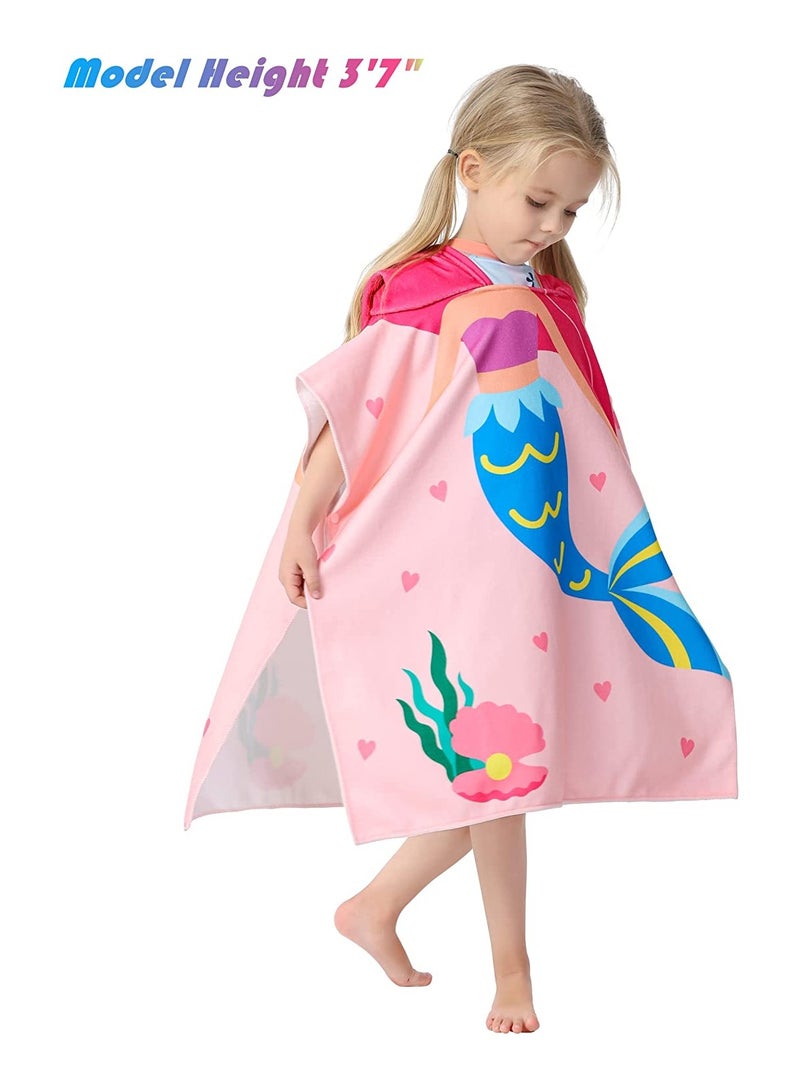 Hooded Microfiber Bath Towel for Toddlers Ages 1-6, Super Soft Robe Poncho for Swimming, Beach, and Pool Fun, Ideal for Girls, 1 Piece - Image 4