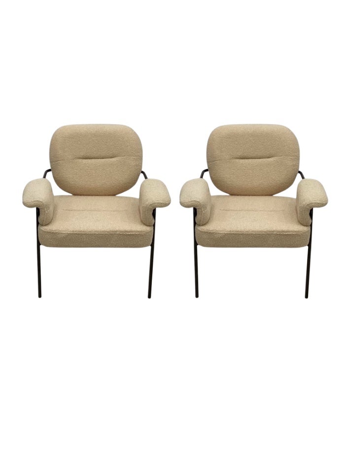 SMART HOME Modern Comfortable Padded Chair For The Living Room, Luxurious Dining Chair With A Modern And Comfortable Design - High-Quality Fabric Upholstery In Beige Color - Durable Metal Legs In Black - Ideal For Dining Rooms, Restaurants And Cafes  - Image 3
