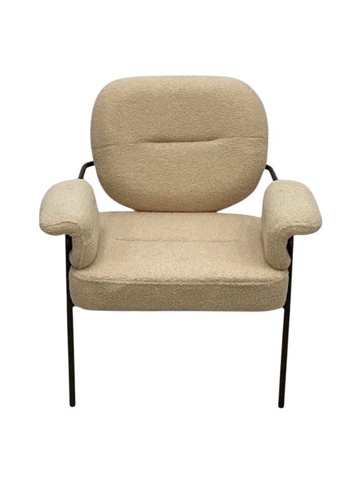 SMART HOME Modern Comfortable Padded Chair For The Living Room, Luxurious Dining Chair With A Modern And Comfortable Design - High-Quality Fabric Upholstery In Beige Color - Durable Metal Legs In Black - Ideal For Dining Rooms, Restaurants And Cafes  - Image 2