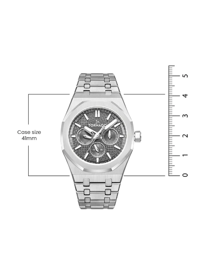 TORNADO Men's Stainless Steel Multi Function Watch T23104-SBSX - 41x51 mm