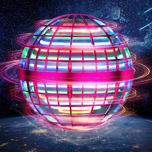LEMATRIX Flying Orb Ball Toy Hover Ball Boomerang Fly Fidget Spinner Cool Toys Gifts for 6 7 8 9 10 11 12 Years Old boy Girls Teens Hand Mini Drone Cosmic Globe Indoor Outdoor Toys Pink - Image 1