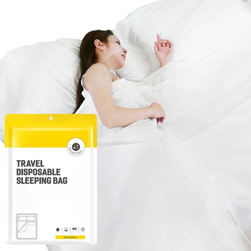 JDLYEVER Disposable Sleeping Bag for Hotels, Integrated Sheet, Duvet Cover & Pillowcase in One, 220x200cm Double Size All-in-One Travel Sheet with 360° Full Coverage, Portable Bedding Isolation Bag for Camping - Image 1