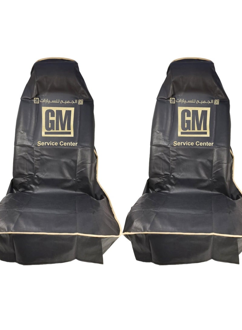 GM Service Center Universal Car Seat Protection Cover Set 2 Pcs Black Beige Non Woven Front Seat Covers Dust Dirt Protection Seat Protector Reusable Workshop Service Center Seat Guard Universal Fit for Cars SUVs Vans Pickup Trucks . - Image 1