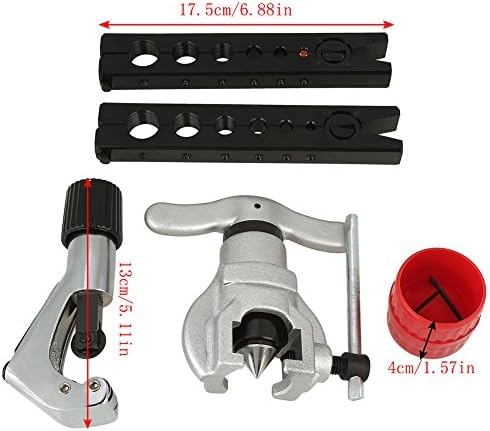 UPTODATETOOLS 45Degree Heavy Duty Ratchet Eccentric Flaring Tool Kit for Copper Tubing 1434 with Durable Steel Alloy Forged Iron Cone Includes Clamp Cutter Deburrer Storage Case - Image 5