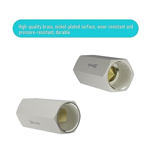 FOCMKEAS 2PCS Air Check Valve, 3/8 PT Nickel-Plated Brass Copper Non Return One Way Air Check Valve, Female Threaded Full Port - Image 5