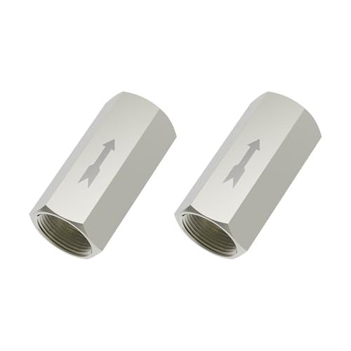 FOCMKEAS 2PCS Air Check Valve, 3/8 PT Nickel-Plated Brass Copper Non Return One Way Air Check Valve, Female Threaded Full Port - Image 1
