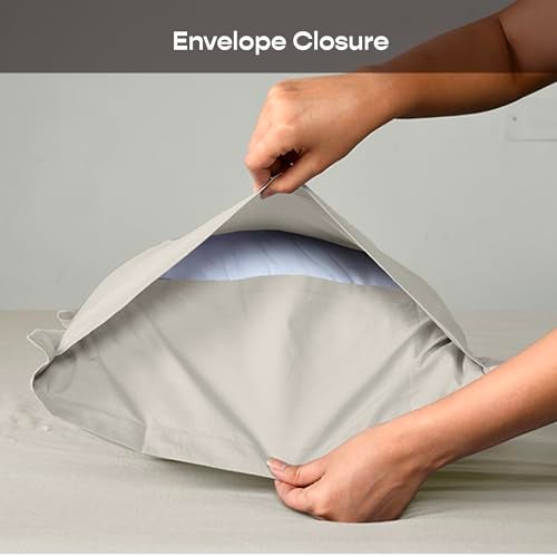 SleepyCat Sateen Standard Pillow Case - Pack of 2 | Made of 100% Cotton | 300 TC Buttey Soft Sateen Weave with Envelope Clousre - Ivory (Standard Size, 28x18 Inches) - Image 2