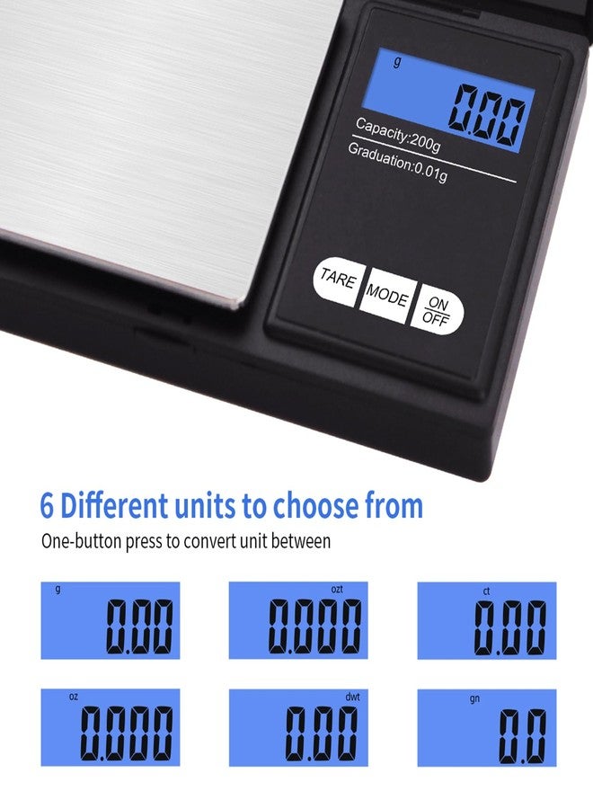 يونيواي ميزان رقمي من UNIWEIGH، سعة 200 غرام، دقة 0.01 غرام/0.1 أونصة، ميزان جيب إلكتروني ذكي صغير مع وزن معايرة 100 غرام، مناسب للحبوب والذهب والمجوهرات والطاقة، شاشة LCD، خاصية التصفير، إيقاف تشغيل تلقائي (UA200H) - Image 4