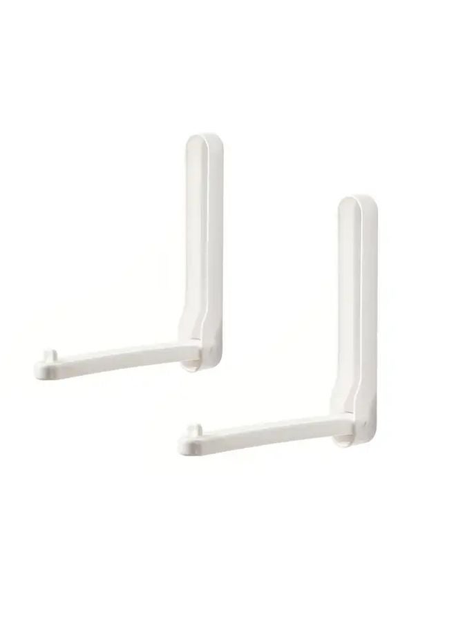White 2pcs Hanging Closet Organizer Wall Mounted Storage Rack With Hooks - Image 1