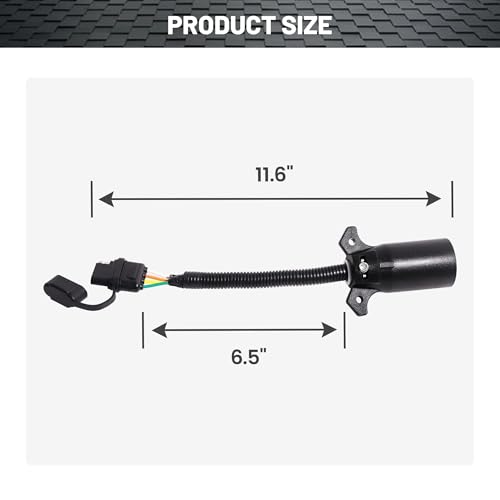 Oyviny 7 Way to 4 Way Trailer Plug Adapter, RV Blade 7 Pin Round to 4 Pin Flat Trailer Light Adapter 11.6 Inches - Image 2